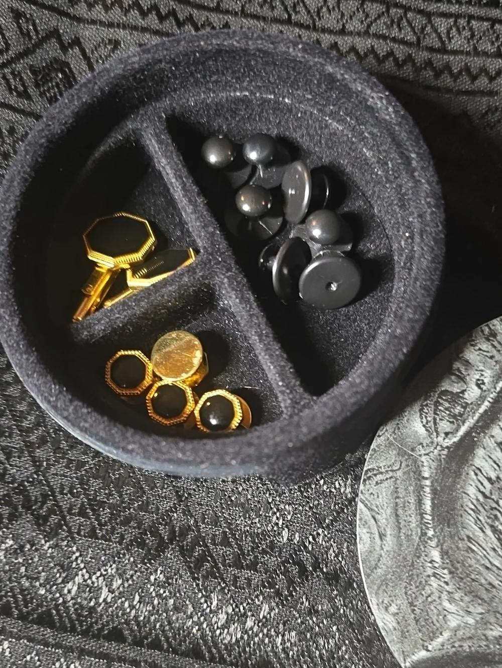 Elegant Lord West Octagon Onyx, Goldtone Cufflink-stud Set.
